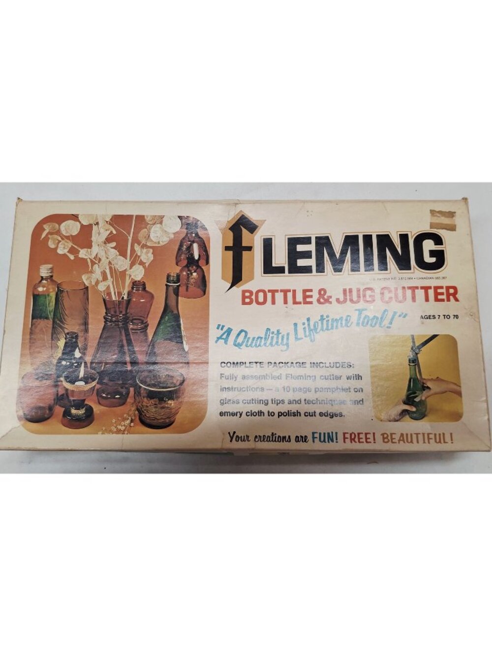 Vintage 1971 Original Fleming GLASS BOTTLE and Jug CUTTER KIT Instructions & Box